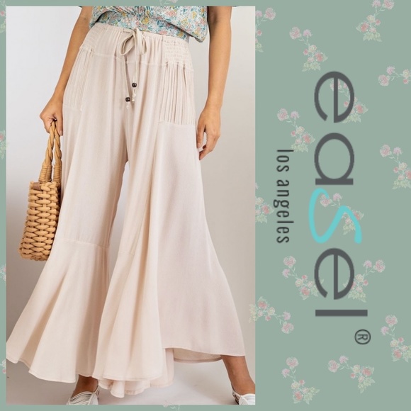 easel Pants - Easel "Fresh Air" Wide Legged Ruffled Bottom Pants